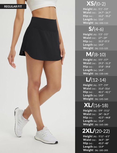 Baleaf Women's Tennis Skirt - High Waisted Athletic Golf Skorts with Shorts & Pockets