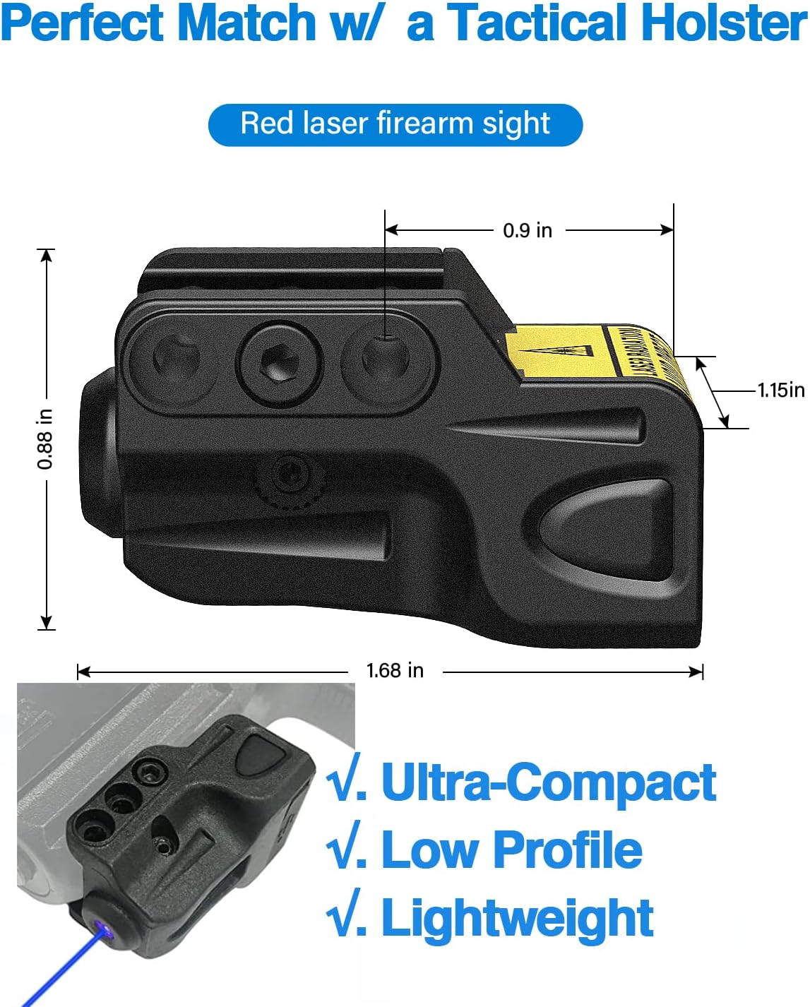 SOLOFISH Laser Sight for Pistol - Rechargeable Green/Red/Blue with Picatinny Rail