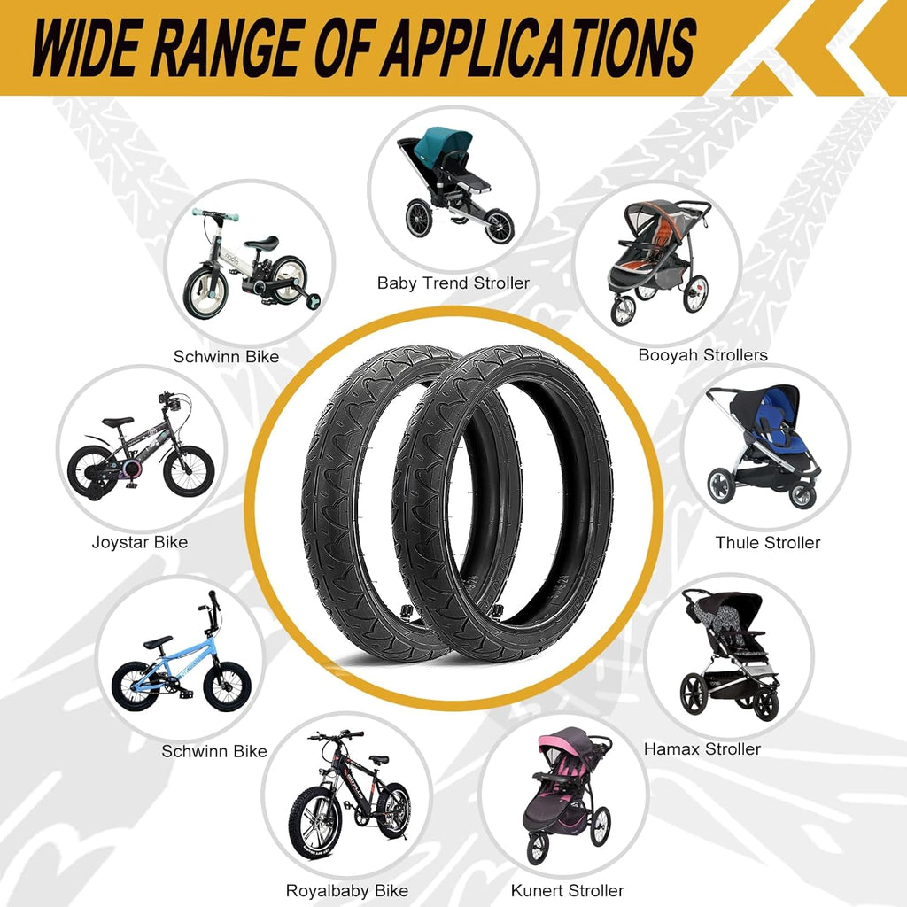 BOB Stroller Tires - 16x1.75/2.125 Replacement Tires & Tubes for Revolution SE & Duallie Joggers | 2 Sets