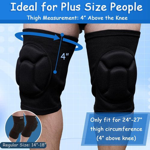 King Mills Plus Size Black Volleyball Knee Pads - Anti-Slip Protection for Youth 8-14 | Comfortable 3XL Fit