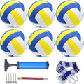 Volleyballs 6 Pack Official Size 5 with Pump & Net Bag - Composite Leather Indoor/Outdoor