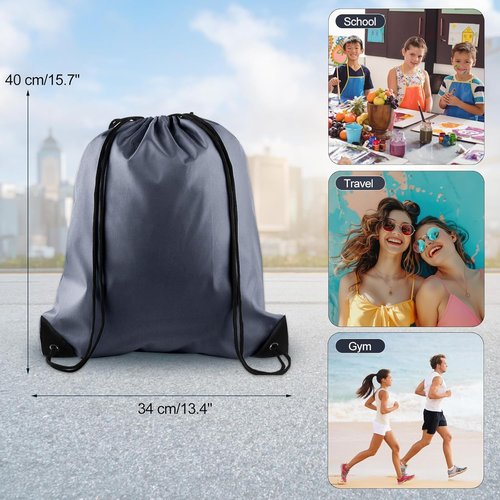KUUQA Gray Drawstring Bags - 25Pcs String Backpacks for Gym, Sports & Travel