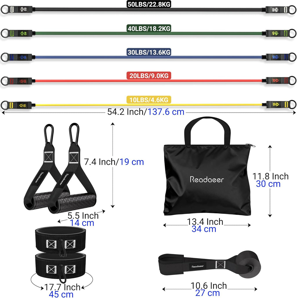 Readaeer Resistance Bands - Versatile Exercise Bands with Handles for Home Gym & Outdoor Workouts