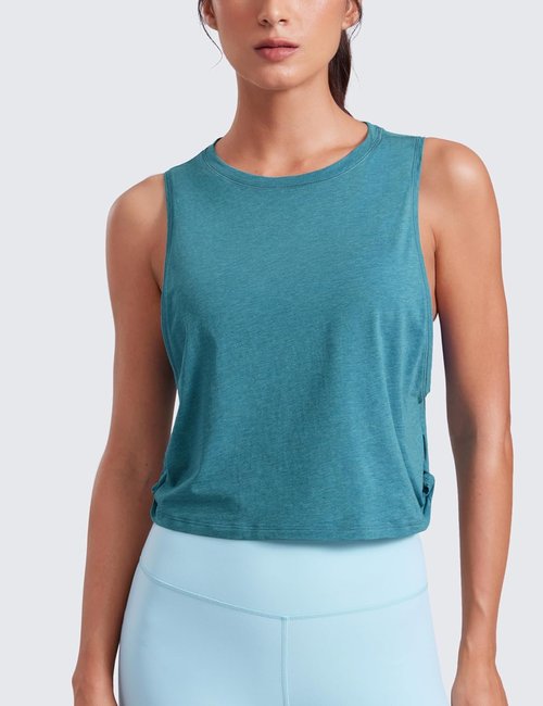 CRZ YOGA Pima Cotton Tank Tops for Women - Loose Fit Sleeveless Workout Shirts | Athletic Gym Wear