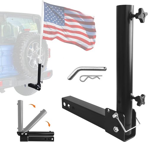 KAIRAY Foldable Hitch Mount Flagpole Holder - Universal Fit for 2-Inch Hitch Receivers | Ideal for Trucks, SUVs, RVs