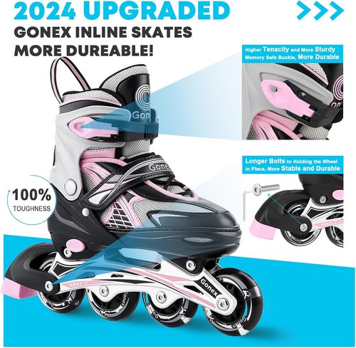 Gonex Inline Skates - Adjustable Outdoor Roller Skates for Kids & Teens with Light-Up Wheels