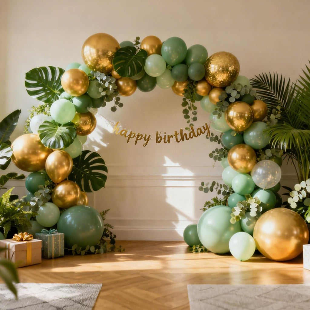RUBFAC Gold Balloons - 129-Piece Metallic Balloon Garland Kit for Graduation, Weddings & Birthdays | Various Sizes 5-18 Inch