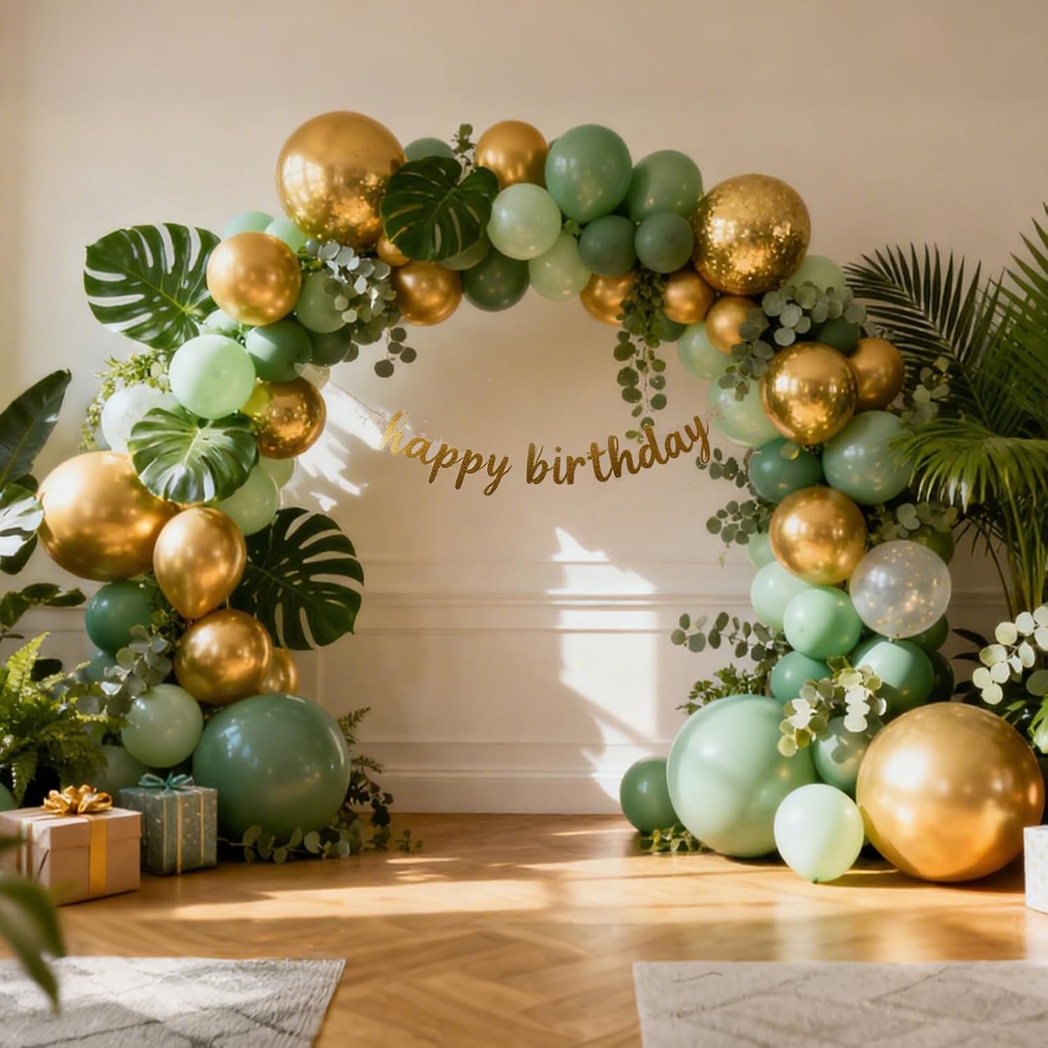 RUBFAC Gold Balloons - 129-Piece Metallic Balloon Garland Kit for Graduation, Weddings & Birthdays | Various Sizes 5-18 Inch