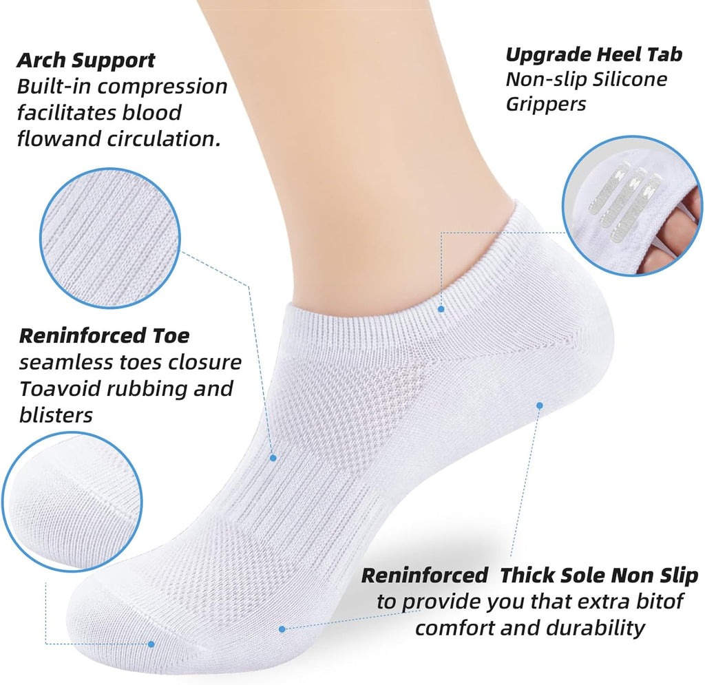 Skiennix No Show Socks - Low Cut Ankle Athletic Liner Socks for Men & Women | Anti-Slip Design