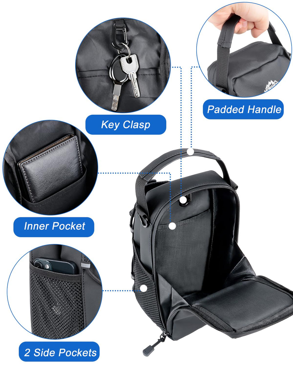 MONAHITO Magnetic Gym Bag for Men - Water Bottle Carrier Holder Bag with Shoulder Strap, 4 Built-in Magnets Gym Gifts for Men