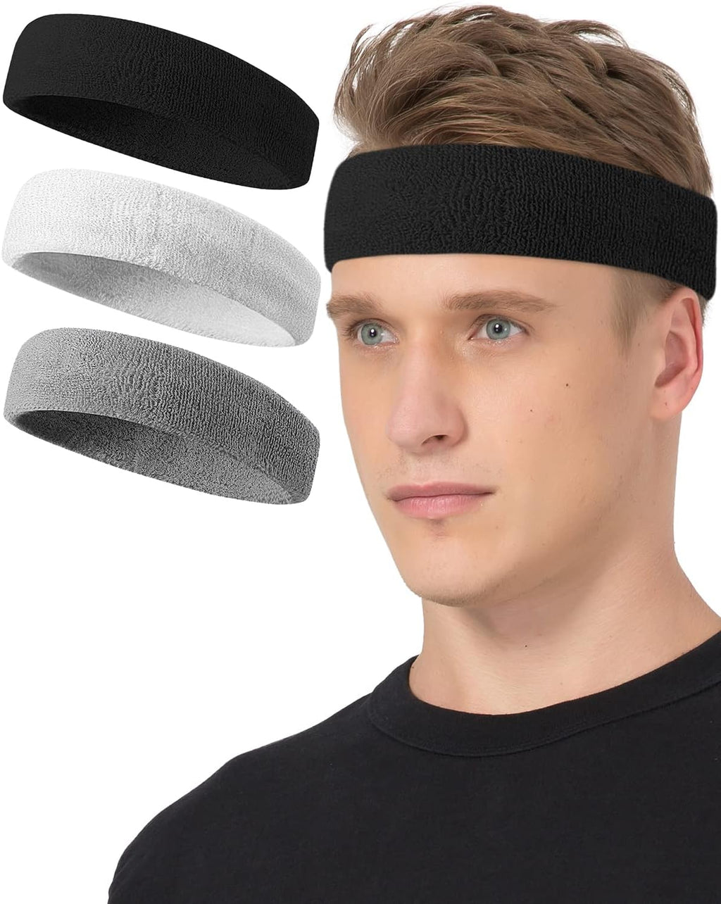 Tanluhu Sweatbands | Terry Cloth Athletic Headbands for Sports - Perfect for Men & Women