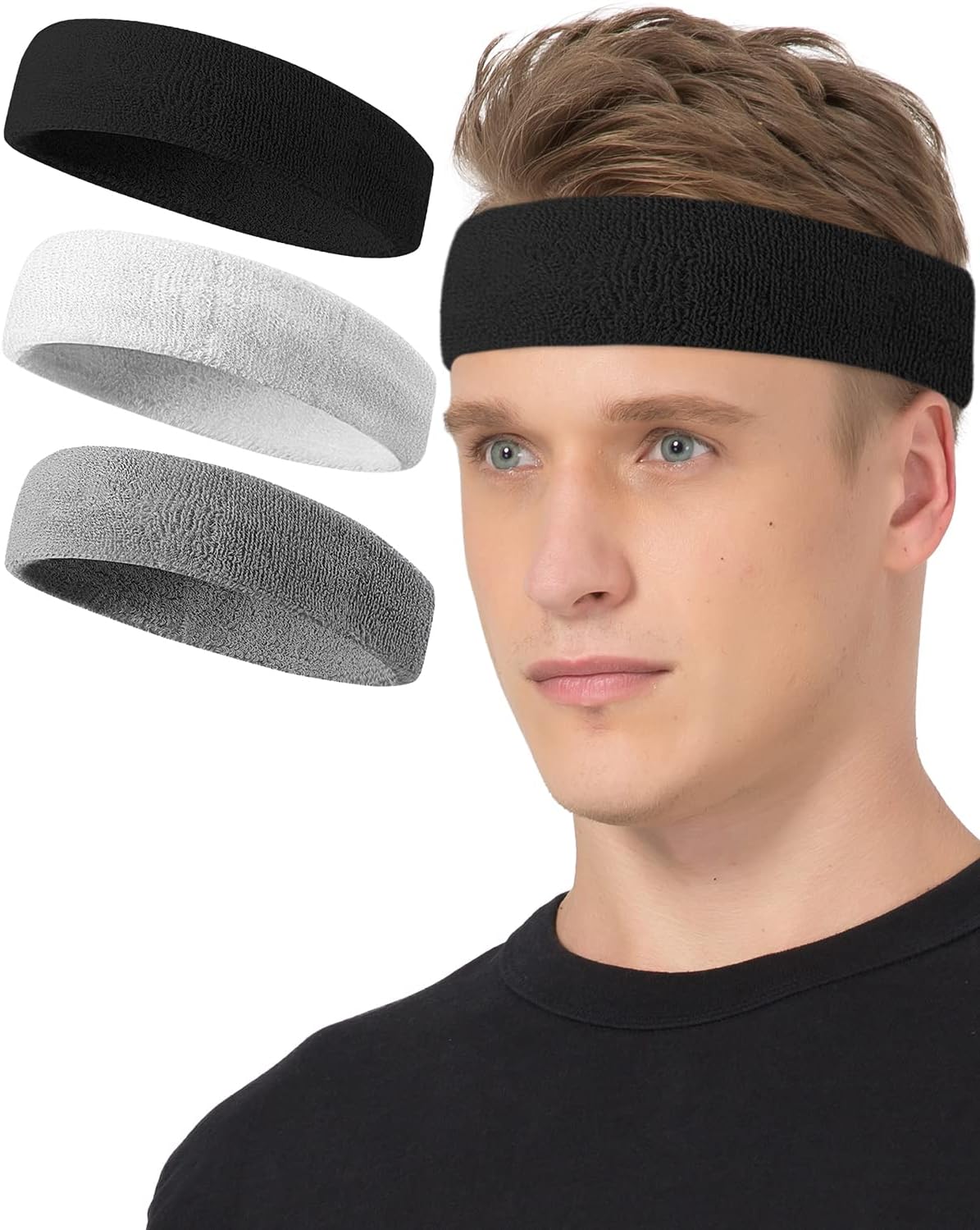 Tanluhu Sweatbands | Terry Cloth Athletic Headbands for Sports - Perfect for Men & Women