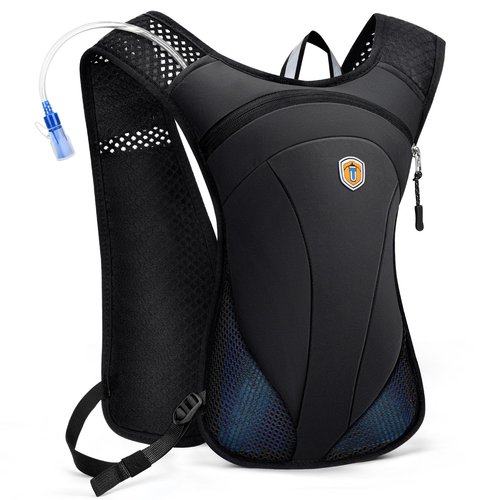 MIAOJIE Hydration Backpack with 2L Water Bladder Bag, Lightweight and Breathable Running Vest for Men, Adjustable Chest Straps Water Pack for Cycling Hiking Climbing Outdoor Rave for Women(Black)