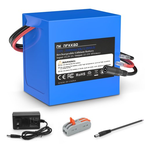 24V 5Ah Rechargeable Lithium Replacement Batteries & Battery Chargers with Battery Charger and Cable Connector for DIY Projects