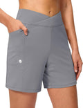 G Gradual Women's Athletic Shorts - 6" High Waisted Stretchy Bermuda Shorts | Quick Dry Summer Casual Wear