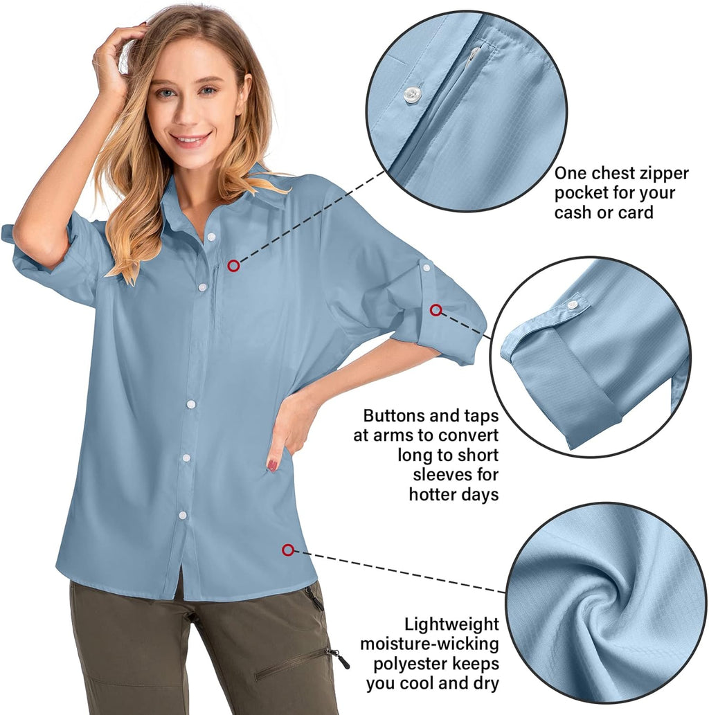 Skiennix Women's UPF 50 Long Sleeve Sun Protection Shirt - Quick Dry for Outdoor Activities