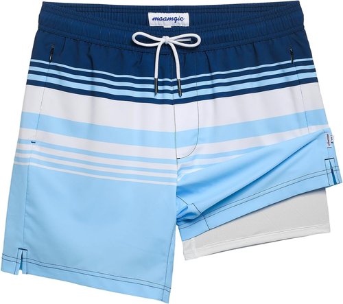 Maamgic 2 in 1 Men's Swim Trunks - 7 Inch Swim Shorts for Comfort & Style