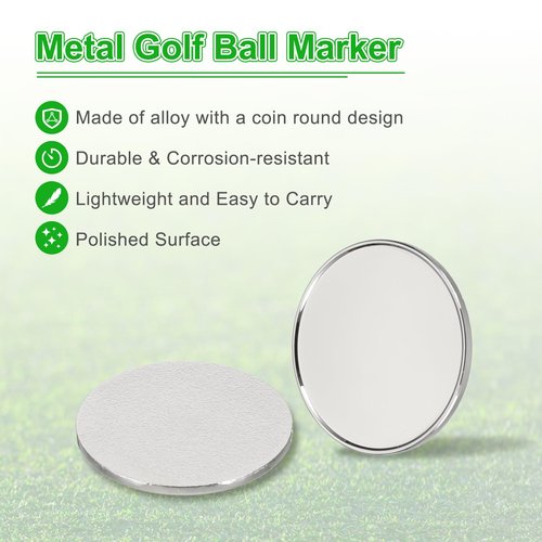 PATIKIL Golf Ball Marker 1 Inch, 12 Pack Metal Blank Ball Markers Position Marking Disc Golf Divot Tool Accessory for Men Women Golfers Table Games, Silver