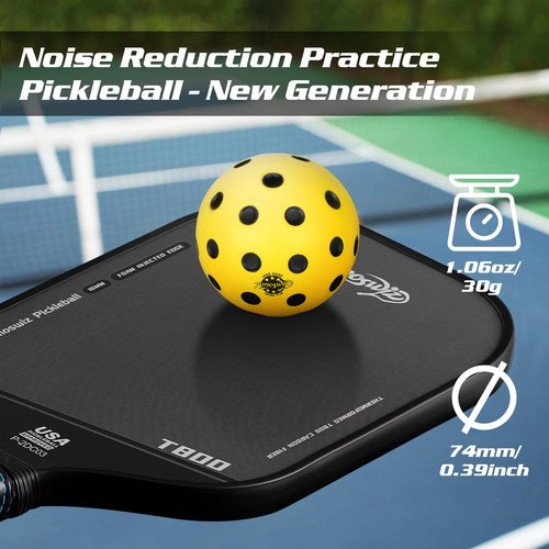 Amoswiz Silent Pickleball Balls, 6 Pack of Quiet Foam Pickle Ball for Indoor & Outdoor Pickleball Practice, Noise Reducing Soft Practice Balls with 40 Simulated Concave Holes