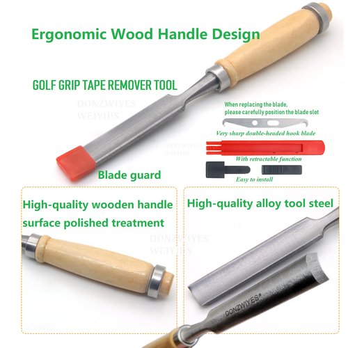 DONZWIYES Golf Grip Tape Stripper Remove Tool with Golf Hook Blade Perfect for Graphite and Steel Shafts Tape Remover,Golf Grip Repair Kits
