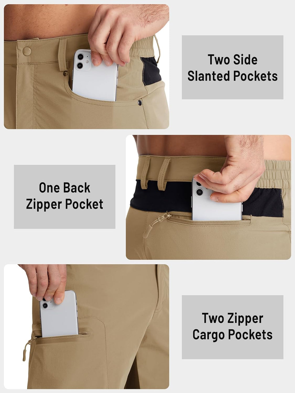 TACVASEN Men's Hiking Cargo Shorts - Quick Dry, Stretch Fabric, Zipper Pockets | Casual Outdoor Wear