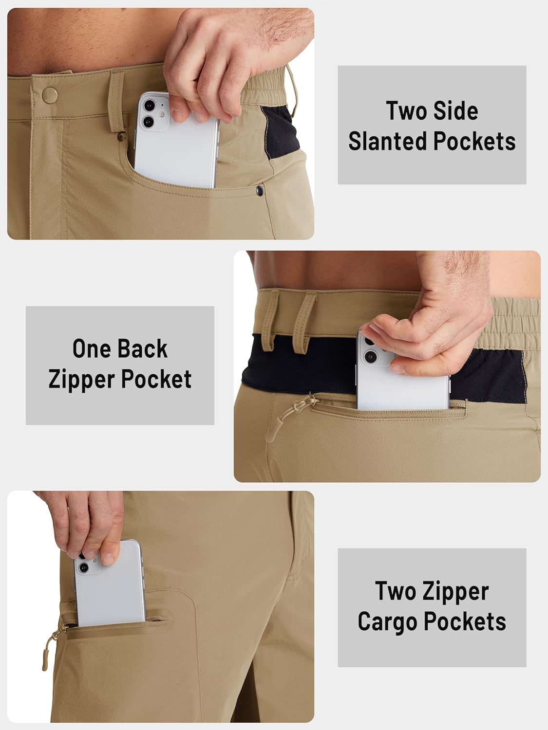 TACVASEN Men's Hiking Cargo Shorts - Quick Dry, Stretch Fabric, Zipper Pockets | Casual Outdoor Wear