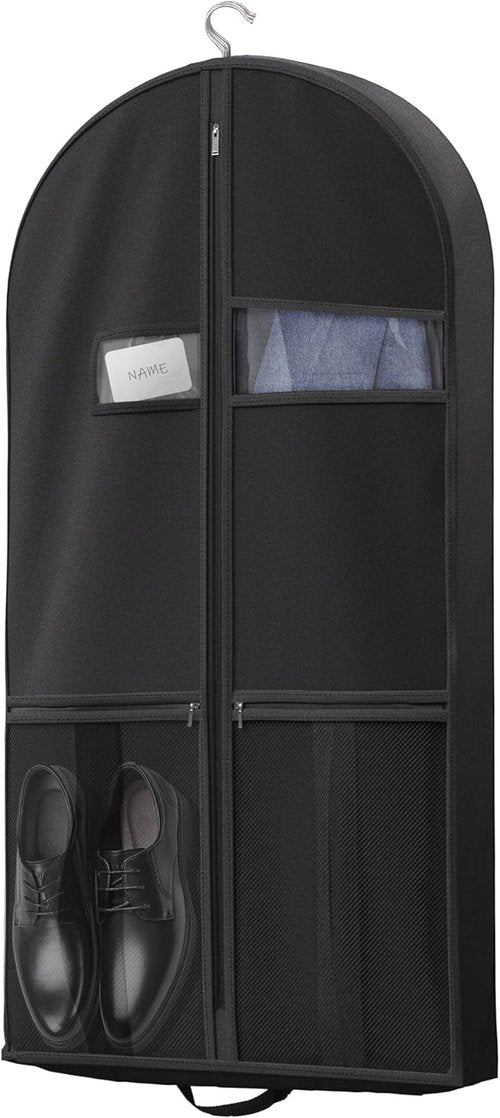 Lazebox 43" Travel Garment Bag - Heavy Duty Suit Bag for Tuxedos, Dresses & Coats | Black, 1 Pack