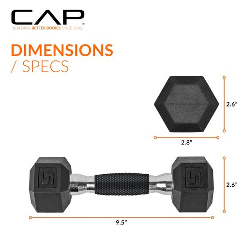 CAP 50 lbs Coated Dumbbell Set with Tinted Silver Handles, 5LBx2, 20lbx2