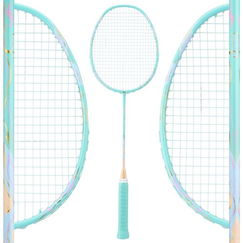 YODIMAN Single Professional Badminton Racket for Advanced Players - 50T Graphite Carbon Fiber with Aerodynamic Frame, Pre-Strung 26lbs, Ultra-Light 5U for Club & Tournament