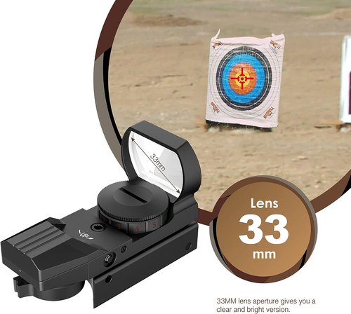 Aomekie Red Green Dot Gun Sight - Tactical Reflex Sight with 4 Reticles & 20mm Mount Rail