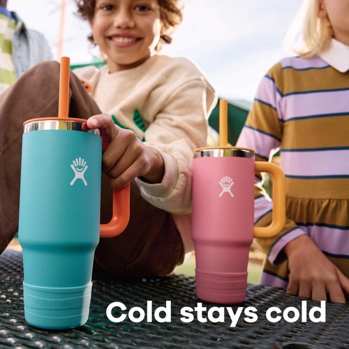 Hydro Flask Kids 24 Oz Travel Tumbler with Handle, Lid and Straw for School - Insulated Stainless Steel in Coconut Cream