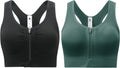 Skiennix Zip Front Sports Bra - Medium Support Racerback with Removable Pads & Double Hooks