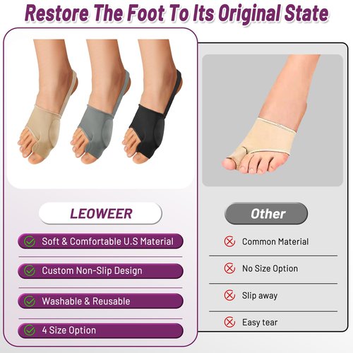 Bunion Corrector Sleeve, Breathable Bunion Big Toe Alignment Splint with Anti-Slip Heel Grip,4 Sizes,Extra Thick Gel Pads & Adjustable Straps for Hallux Valgus Comfort. (Beige, M:WOMEN 7.5-9/MEN 5-7)