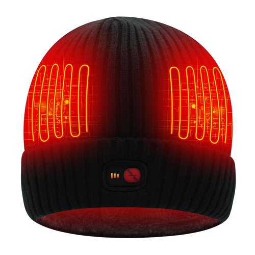 SVPRO Heated Beanie Hats for Men Women,Rechargeable Battery Heated Winter Hat Electric Knit Skull Cap,Outdoor Heated Hat Unisex Cold Weather Hats