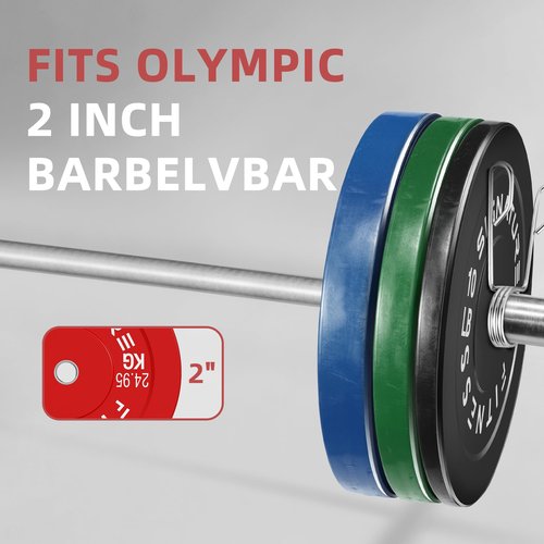 Fitvids 2" Olympic Bumper Plate Weight Plates with Steel Hub, 25LB, Pair