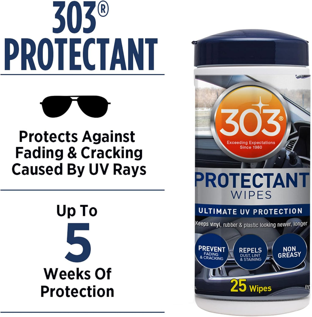 303 Products Automotive Protectant Wipes - Superior UV Protection & Color Restoration | Prevents Fading, Cracking & Dust