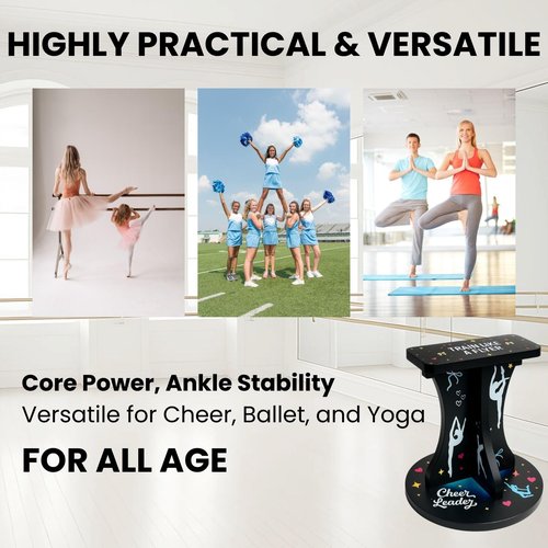 Cheerleading Flyer Training Stand Balance Trainer for Flyers Stunt Practice Stability Board Core Strength and Balance Drill Equipment for Cheer Dance Gymnastics (sky black)