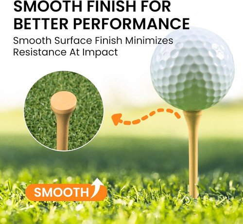 FINGER TEN Bamboo Golf Tees - Durable Wooden Short & Long Tees | Bulk Options 250/500/1000/2000 Count in Red & Pink