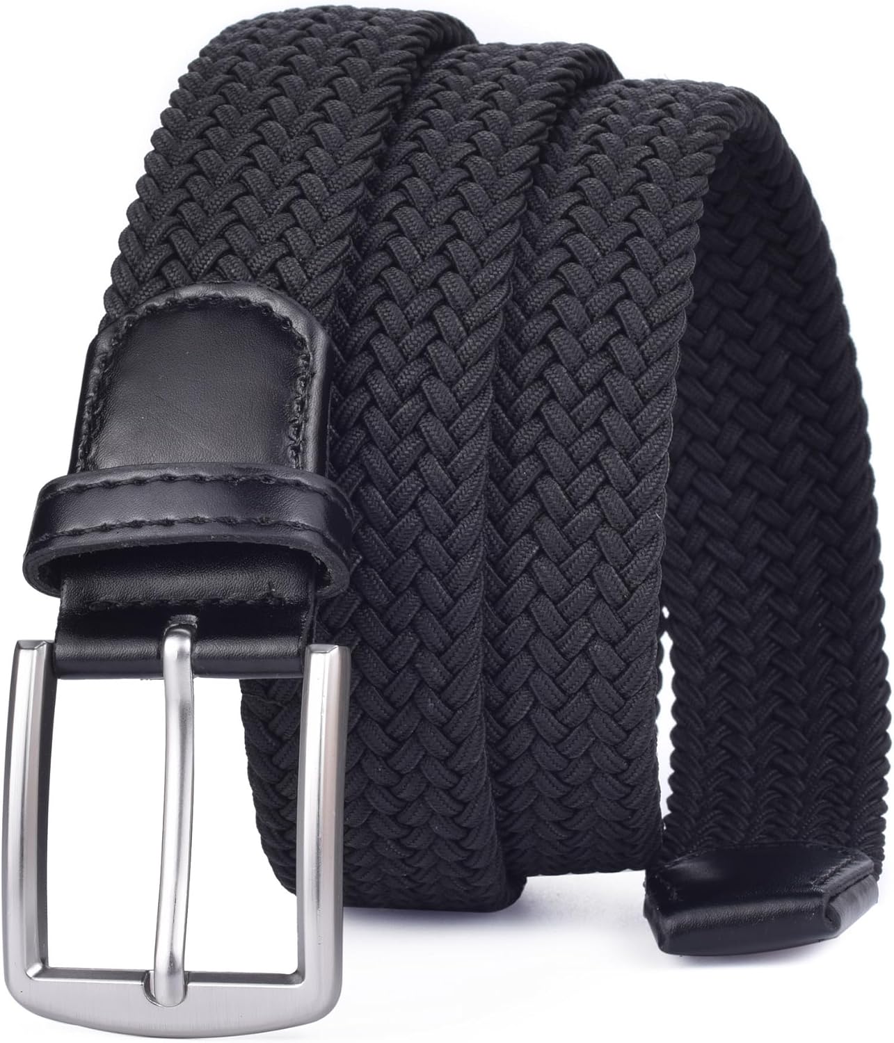 Skiennix Men's Stretch Woven Elastic Braided Belt - 1.3" Wide for Comfort and Style