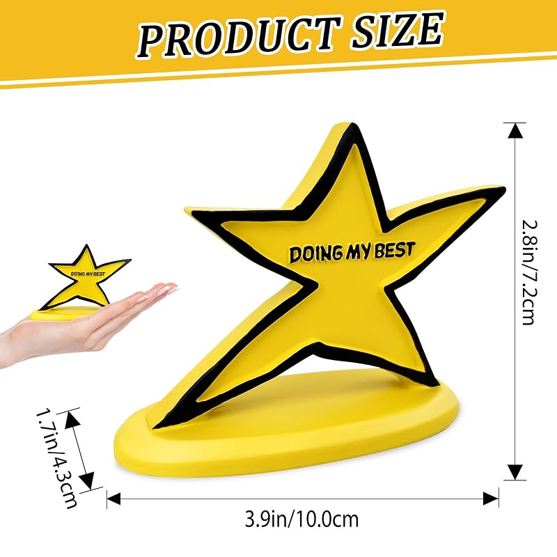 Doing My Best Yellow Star Trophy - Desk Ornament Gift for Students & Employees
