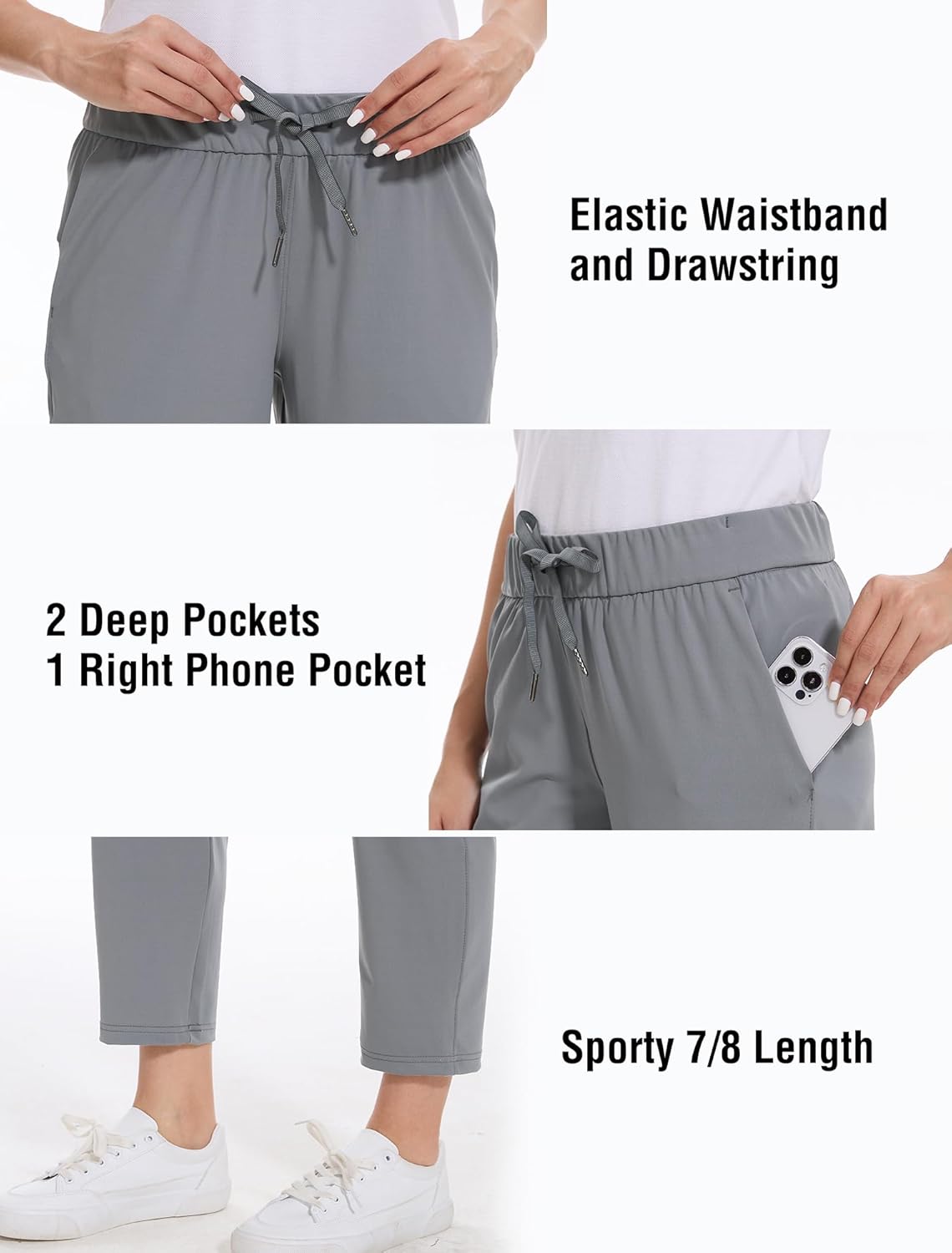 Skiennix Women's Golf Pants - Stretchy 7/8 Ankle Sweatpants with Deep Pockets | Ideal for Athletic, Work & Travel