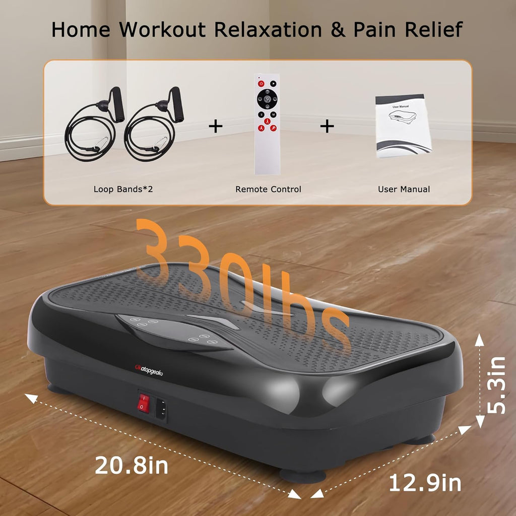 Skiennix Whole Body Vibration Plate - Power Vibrating Machine for Weight Loss & Lymphatic Drainage | Touch Screen & Resistance Bands Included