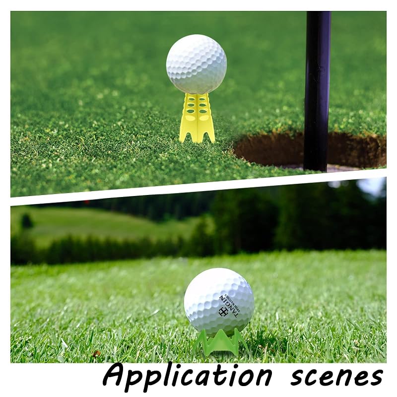 Colorful Golf Tees Set — 18 Pcs Plastic Indoor Driving Range Tees (Yellow, Green, Pink) for Golf Simulators