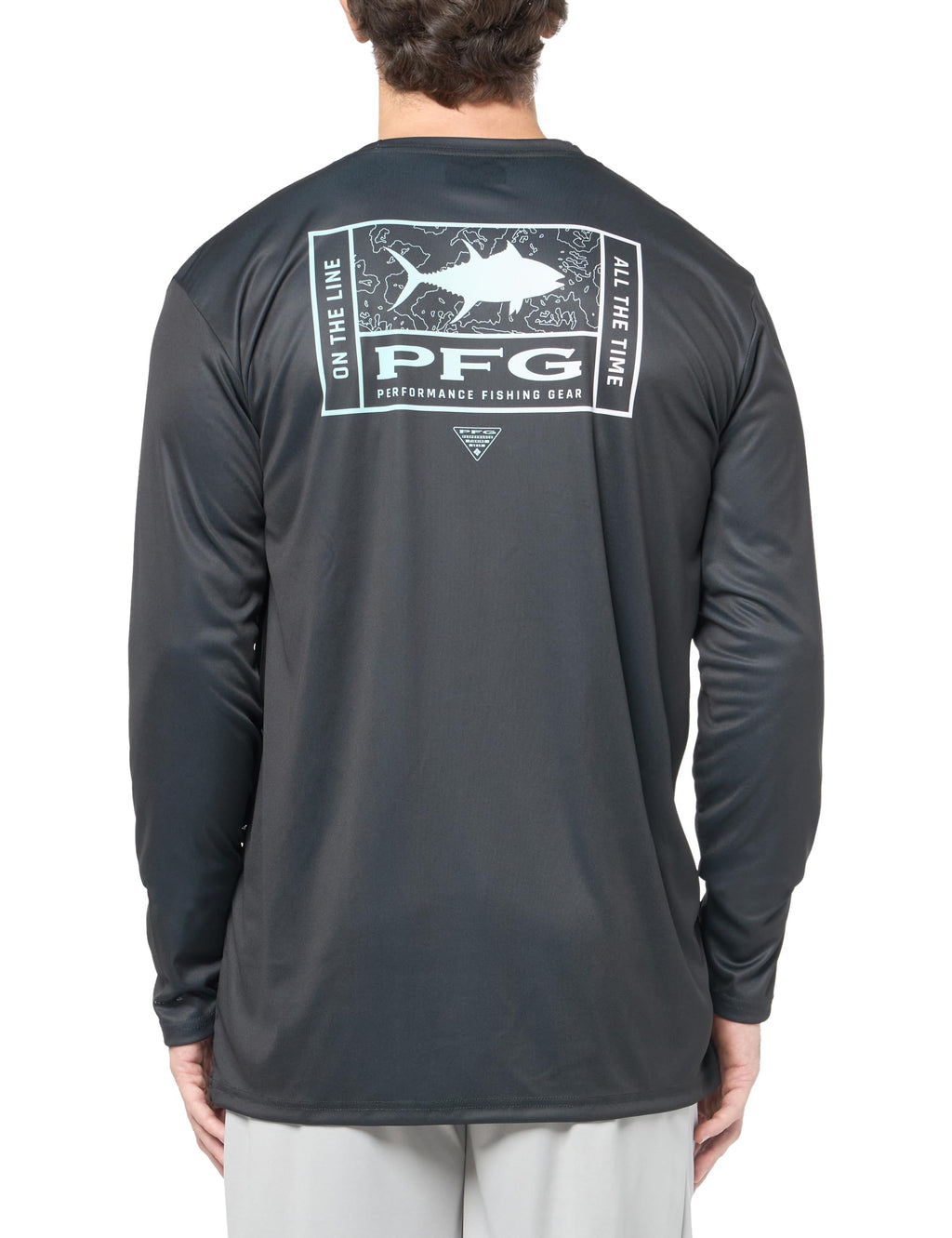 Columbia Men's Terminal Tackle PFG Line Time Long Sleeve, Black/Line Time Fade Tuna, X-Large