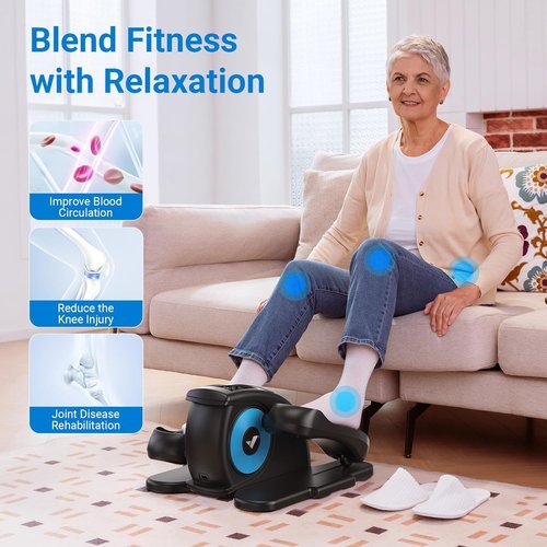 MERACH Under Desk Elliptical Machine - Portable Electric Leg Exerciser for Seniors | Fully Assembled with Remote & 12 Auto Modes