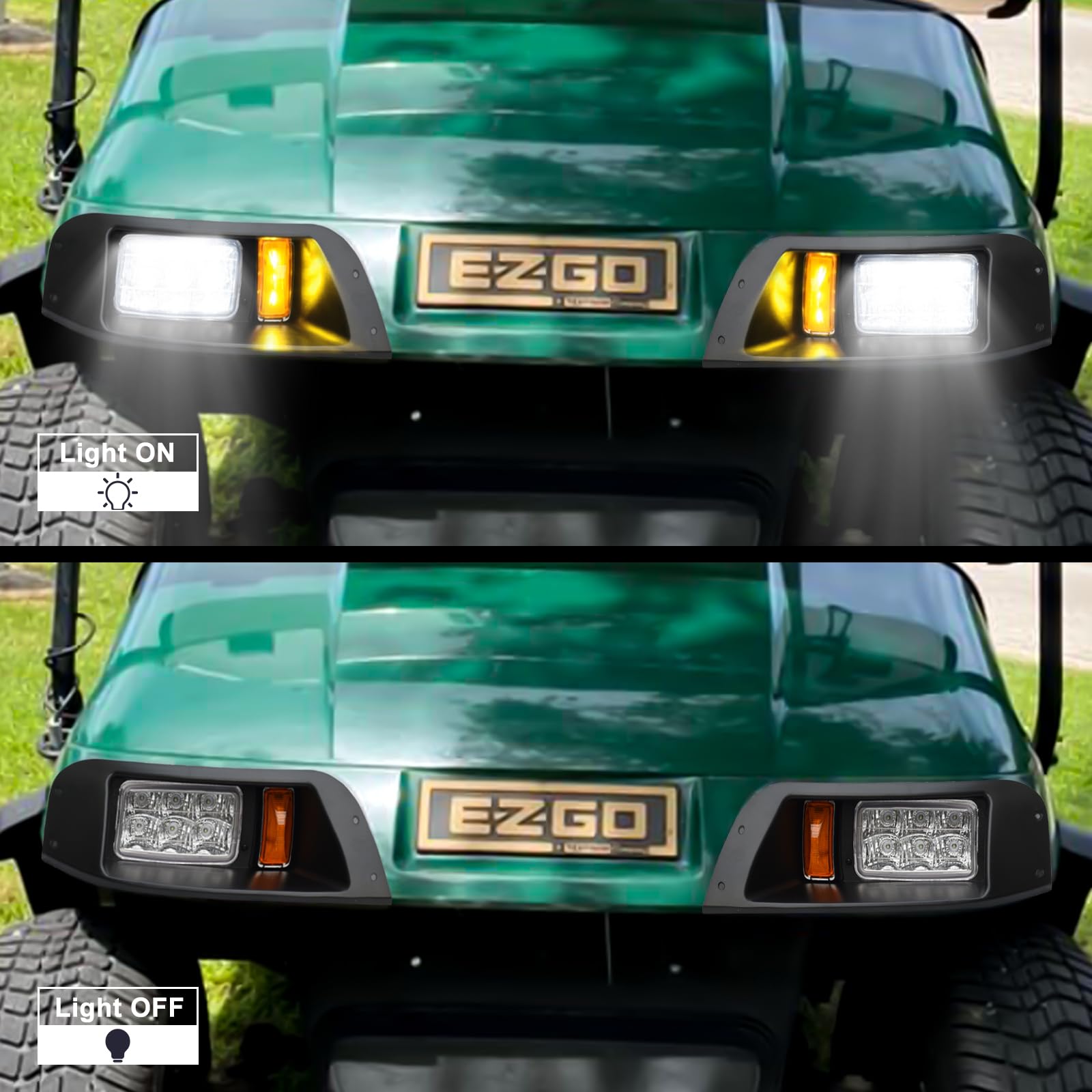 Orle Oko Golf Cart Deluxe Light Kit for EZGO TXT,12V Street Legal Golf Cart Upgrade Headlights Taillights Kit for EZGO TXT Led Light 1996-2013 with Turn Signals Hazard Light Switch Horn Brake Pad