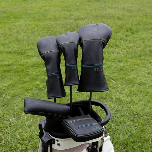 Golf Club Headcover 3 Wood Headcover Birdie Design Magnetic Closure Elegant Embroidery Premium Leather Driver Fairway Wood Hybrid Blade Mallet Putter Cover (for Mallet Putter)
