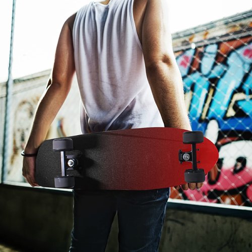 Wudan Red Black Skateboard Grip Tape Scooter Griptape 1 Sheet 44x10inch Extended Long Bubble Free Waterproof Toddler Sandpaper