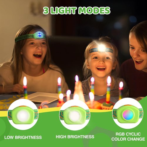 EverBrite LED Headlamp - Rechargeable Kids Headlamp with RGB Mode | Adjustable Headband for Camping & Halloween