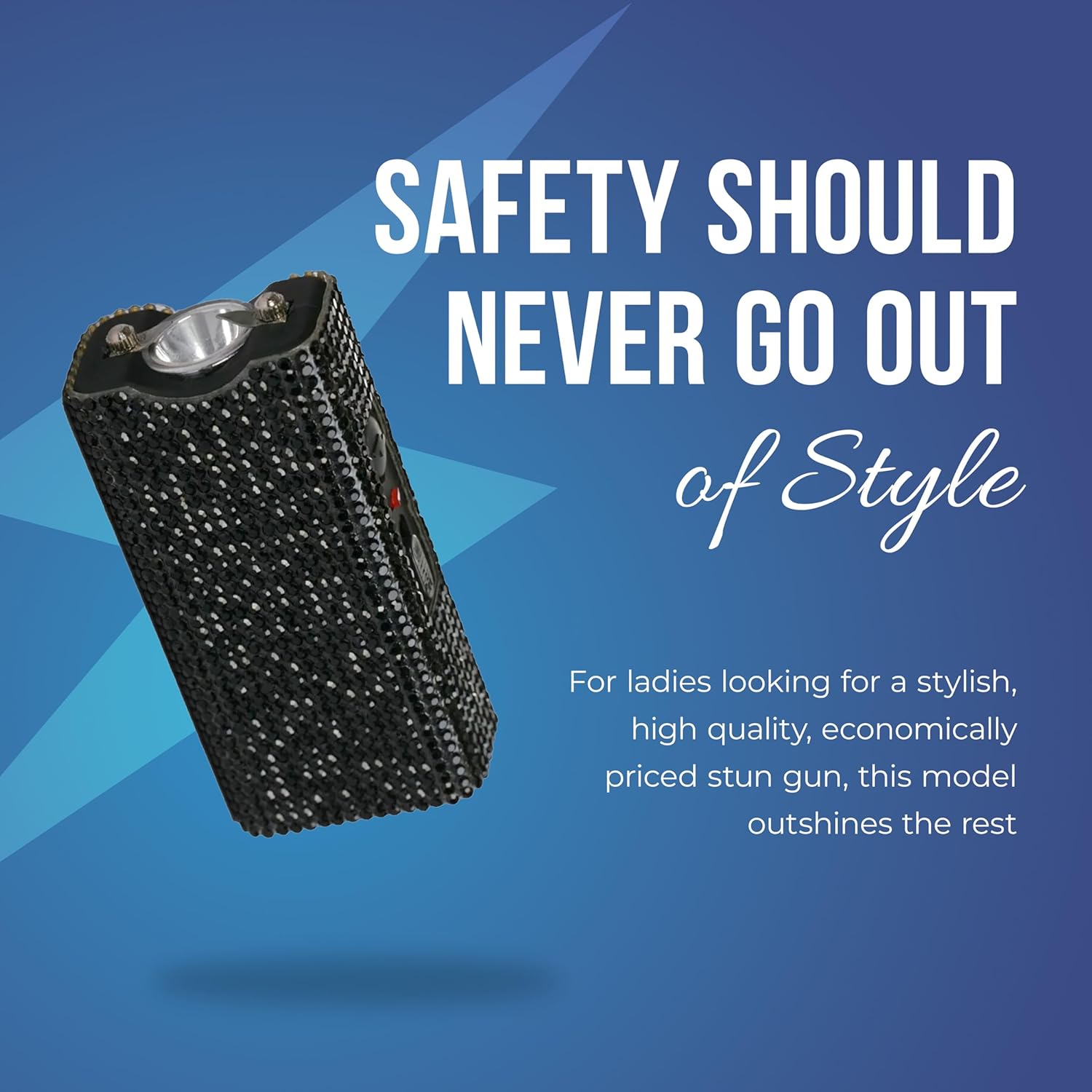 Streetwise Rhinestone Stun Gun Keychain - Compact Rechargeable Self-Defense Flashlight with Holster & Keyring for Women